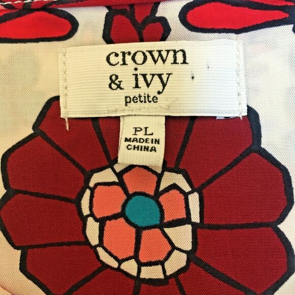 NWT Crown & Ivy blouse Ivory & Red Elephants PL - Picture 8 of 10